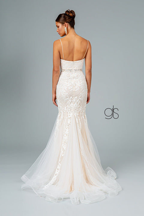 Elizabeth K GL2934's Sleeveless Mermaid Dress with Elaborate Embroidery