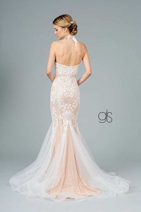Elizabeth K GL2934's Sleeveless Mermaid Dress with Elaborate Embroidery