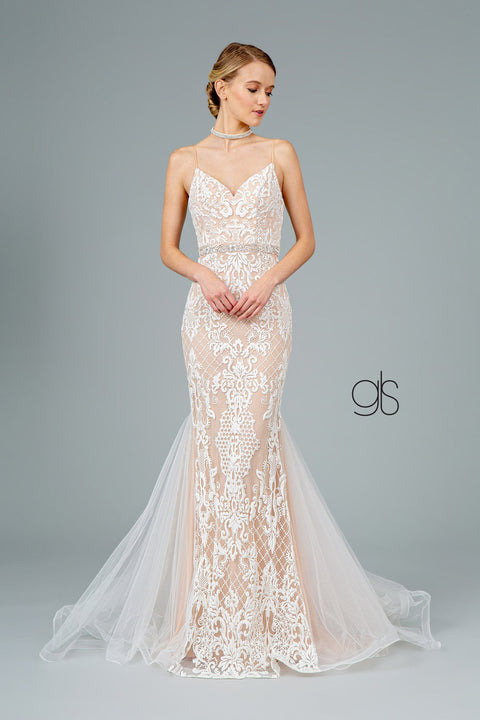 Elizabeth K GL2934's Sleeveless Mermaid Dress with Elaborate Embroidery
