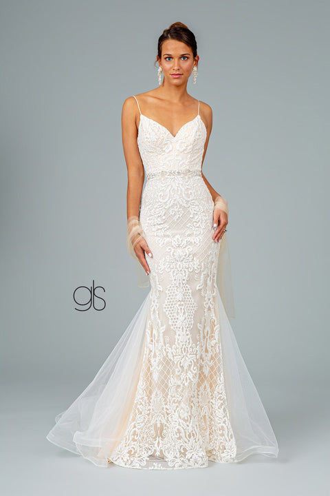 Elizabeth K GL2934's Sleeveless Mermaid Dress with Elaborate Embroidery