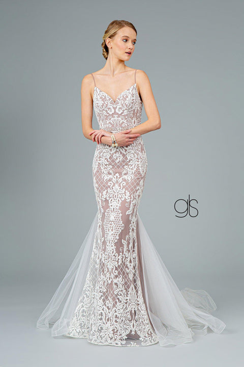 Elizabeth K GL2934's Sleeveless Mermaid Dress with Elaborate Embroidery