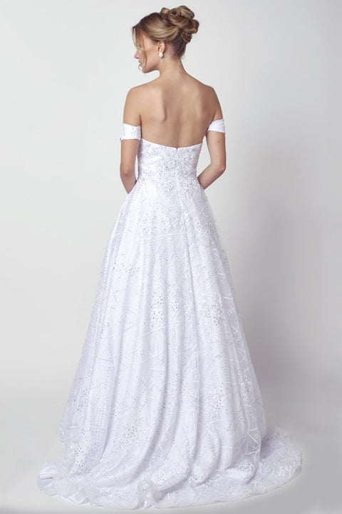 Long Embroidered Strapless Dress by Juliet 692