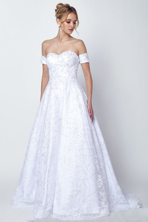 Long Embroidered Strapless Dress by Juliet 692
