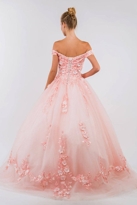 Elizabeth K GL1958's Off-Shoulder Ball Gown with Elaborate Embroidery