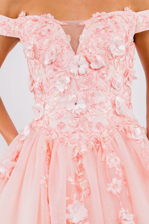 Elizabeth K GL1958's Off-Shoulder Ball Gown with Elaborate Embroidery