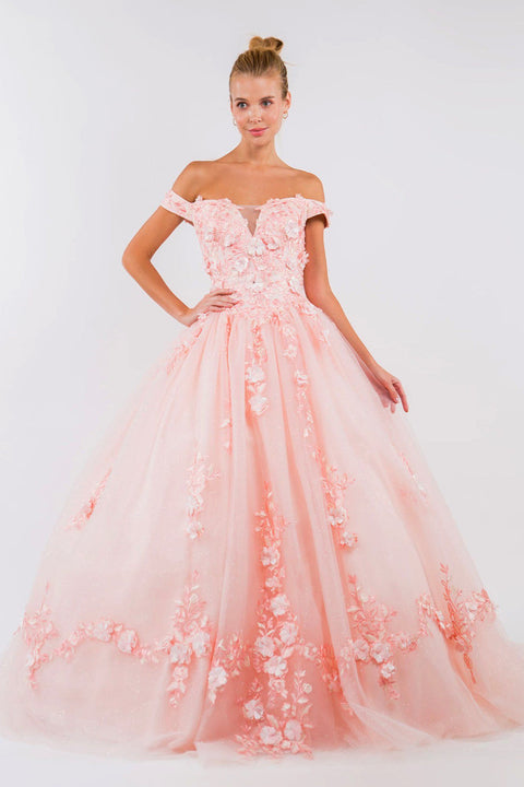 Elizabeth K GL1958's Off-Shoulder Ball Gown with Elaborate Embroidery
