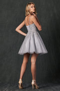 Juliet 857's Glittering Short Dress with Elaborate Embroidery