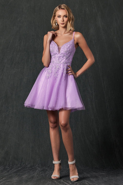 Juliet 857's Glittering Short Dress with Elaborate Embroidery