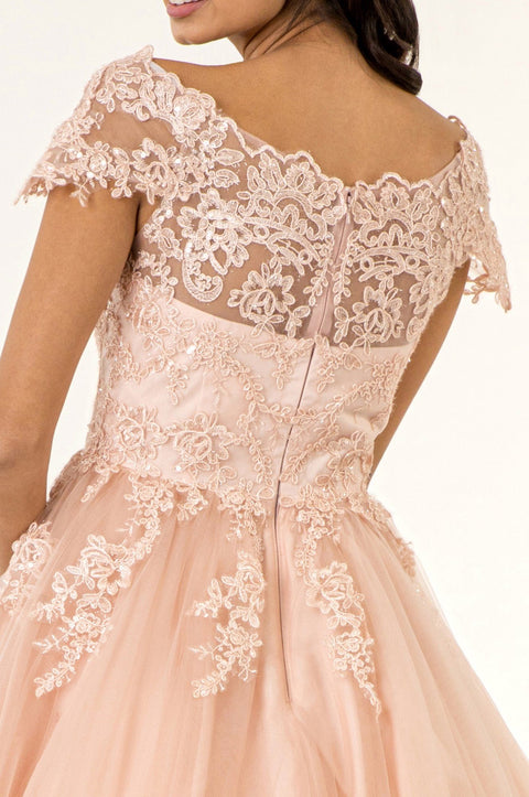 Embroidered Short Off Shoulder Dress by Elizabeth K GS1953