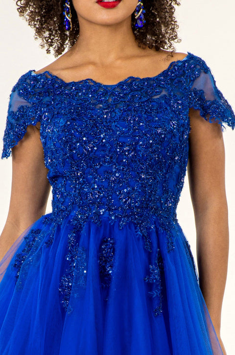 Embroidered Short Off Shoulder Dress by Elizabeth K GS1953