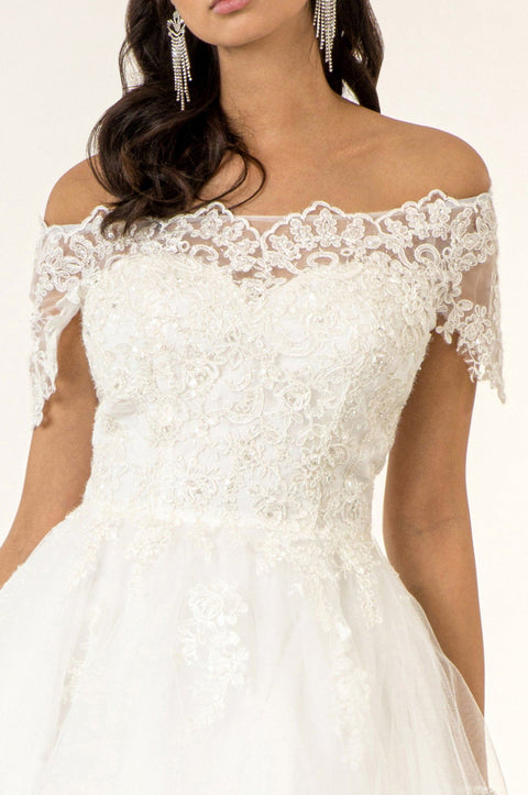 Embroidered Short Off Shoulder Dress by Elizabeth K GS1953