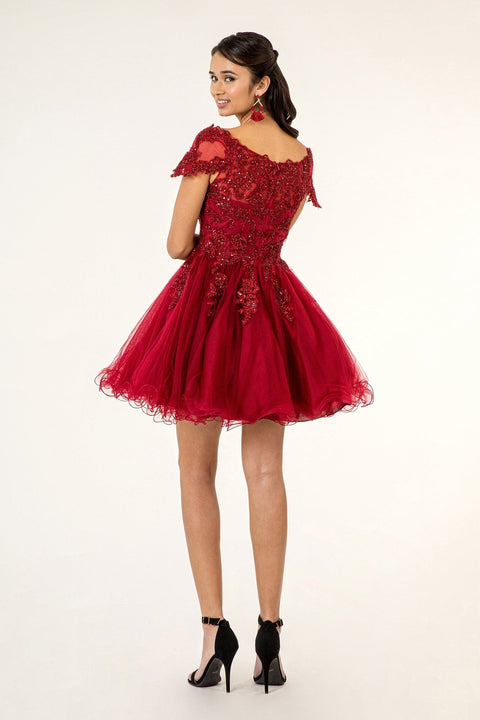 Embroidered Short Off Shoulder Dress by Elizabeth K GS1953