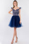 Elizabeth K GS1966's Ruffled Short Dress with Elaborate Embroidery