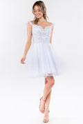 Elizabeth K GS1966's Ruffled Short Dress with Elaborate Embroidery