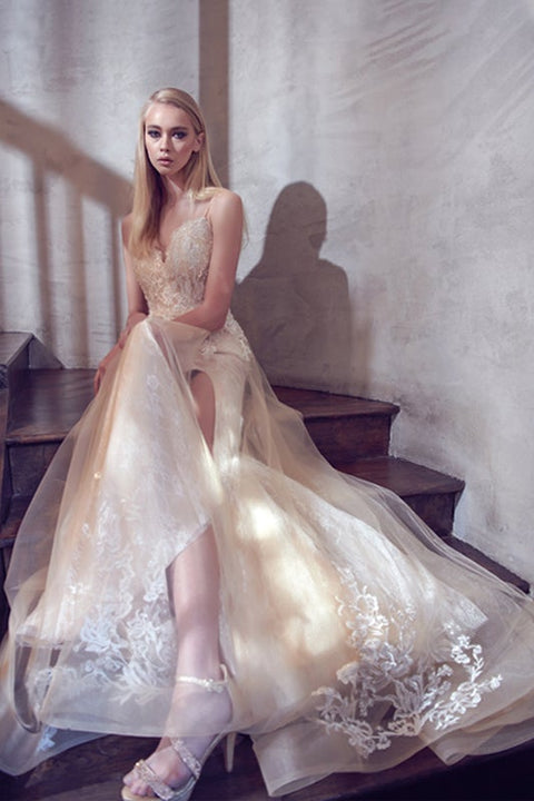 Sleeveless Embroidered Gown by Juliet 249
