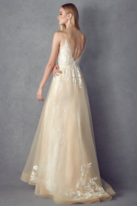 Sleeveless Embroidered Gown by Juliet 249