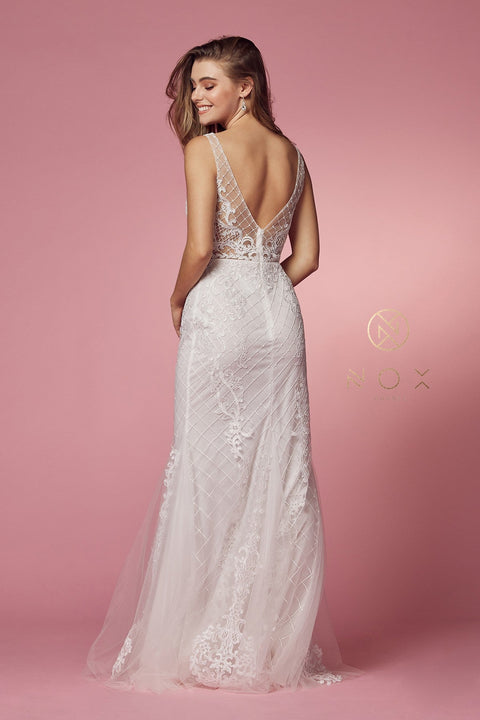 Sleeveless Embroidered Mermaid Dress by Nox Anabel A398