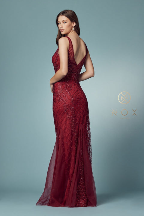 Sleeveless Embroidered Mermaid Dress by Nox Anabel A398