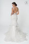 Elizabeth K GL2814's Sleeveless Mermaid Wedding Gown with Elaborate Embroidery