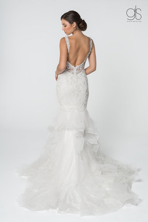 Elizabeth K GL2814's Sleeveless Mermaid Wedding Gown with Elaborate Embroidery – alternate view 3
