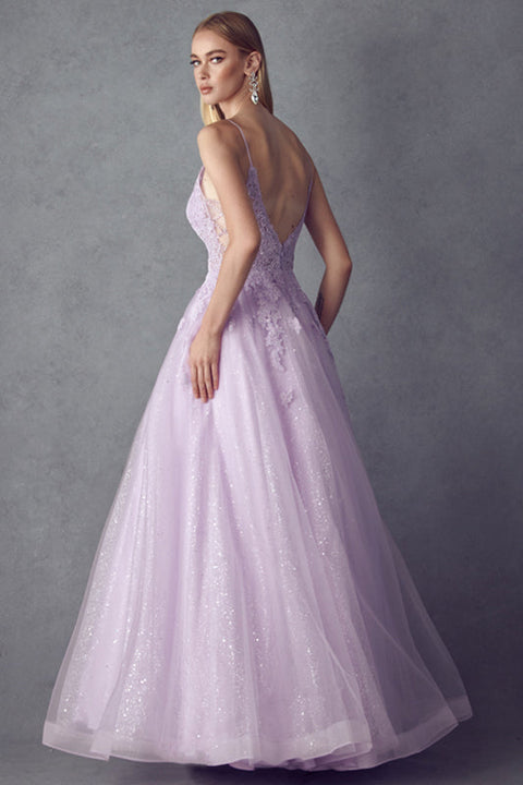 Sleeveless Embroidered Tulle Gown by Juliet 234