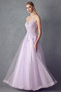 Sleeveless Embroidered Tulle Gown by Juliet 234