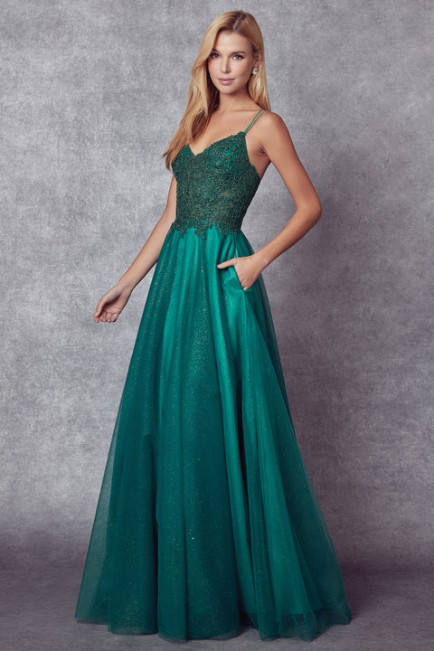 Sparkle Embroidered Tulle Gown by Juliet 268