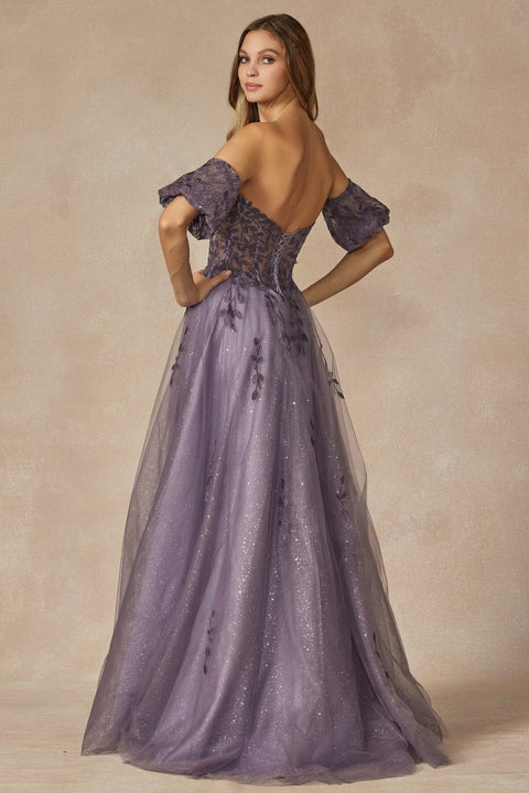 Juliet 2409's A-line Gown with Elaborate Embroidery and Strapless Design
