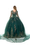 Coya L2726 presents an elegant ball gown with an embroidered strapless cape