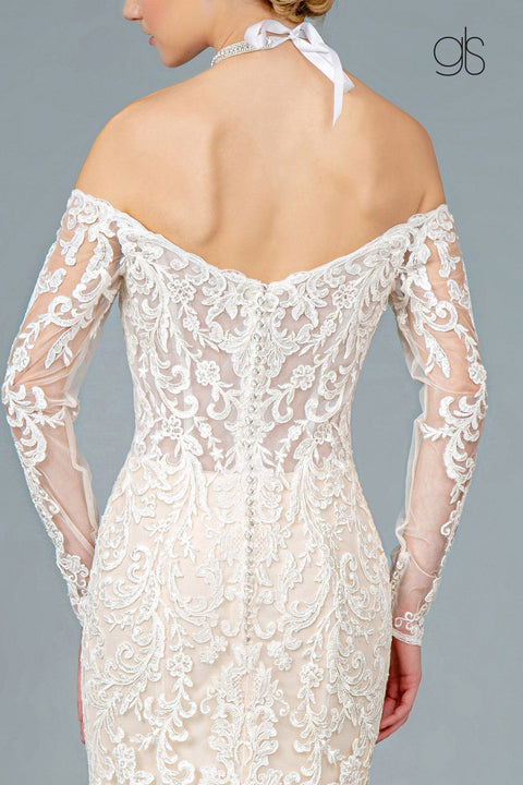 Embroidered V-Neck Mermaid Wedding Dress by Elizabeth K GL1801