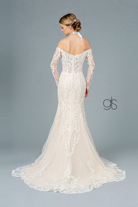Embroidered V-Neck Mermaid Wedding Dress by Elizabeth K GL1801