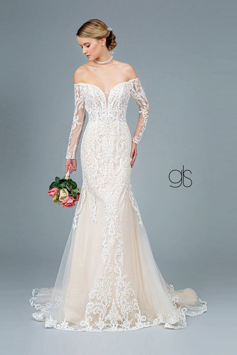 Embroidered V-Neck Mermaid Wedding Dress by Elizabeth K GL1801