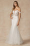Juliet 290W's White Mermaid Dress with Cold Shoulder and Elaborate Embroidery