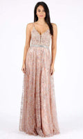 Eureka Fashion - 9335 Lace Glittered Flowy Dress