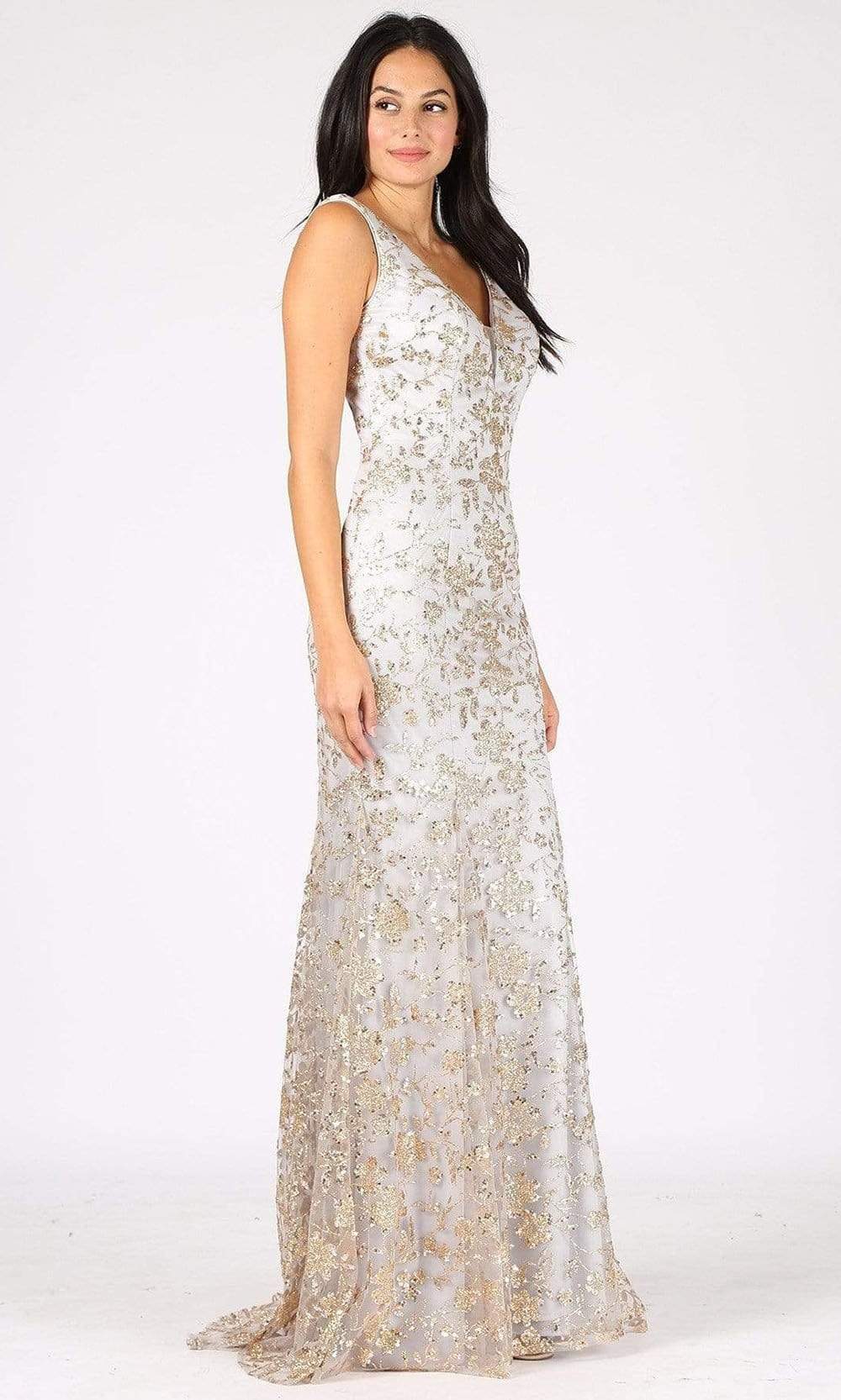 slim fit dress slacks Strappy Long Mermaid Prom Dress with Beaded Flowers White / Medium