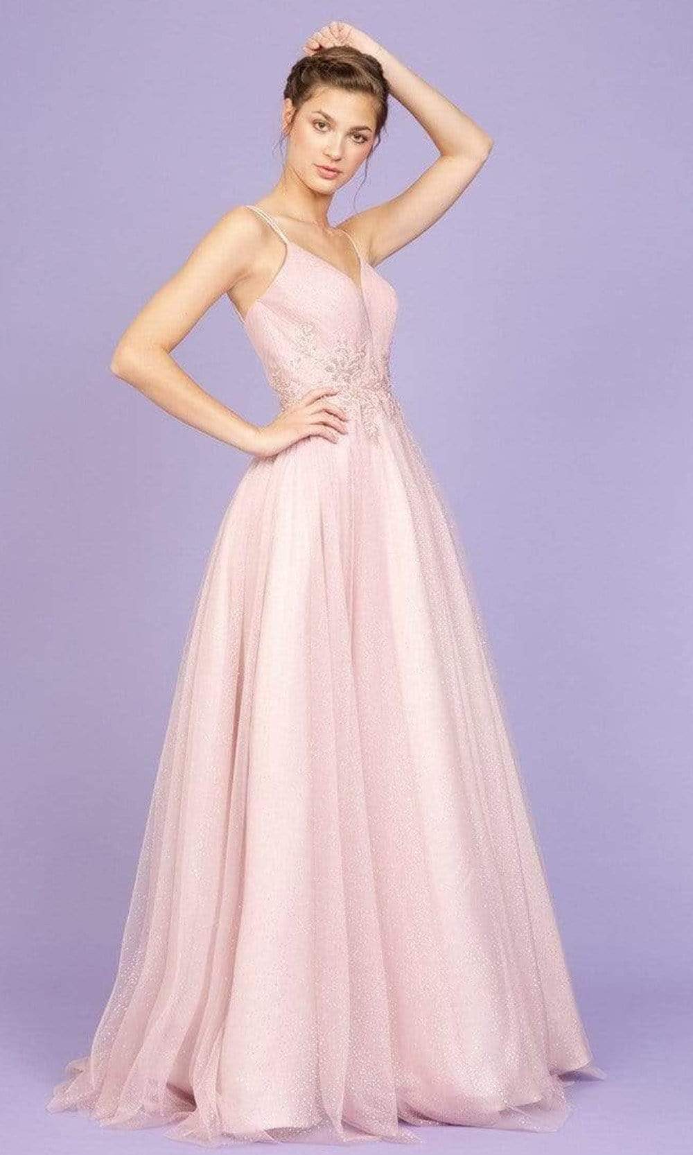 slim fit dress slacks Long A-Line Prom Dress with Beaded Lace-Up Corset Black / Large main image 1