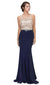 Eureka Fashion - Jeweled Illusion Mermaid Dress 7022 - 1 pc Blush/Gold Beading In Size M Available