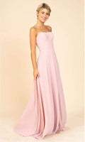 Eureka Fashion - Straight Across A-Line Dress with Slit 9611 - 2 pc Dusty Rose In Size M and S Available