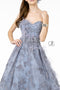 Elizabeth K GL1834's Strapless Ball Gown with Feather Embellishments