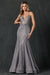 Fitted Deep V-Neck Gown with Glitters by Juliet 207