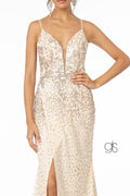Fitted V-Neck Glitter Gown by Elizabeth K GL1844