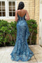 Cinderella Divine J856's V-Neck Peplum Gown with Fitted Glitter Print