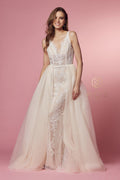 A-line Tulle Gown with Fitted Lace by Nox Anabel E474