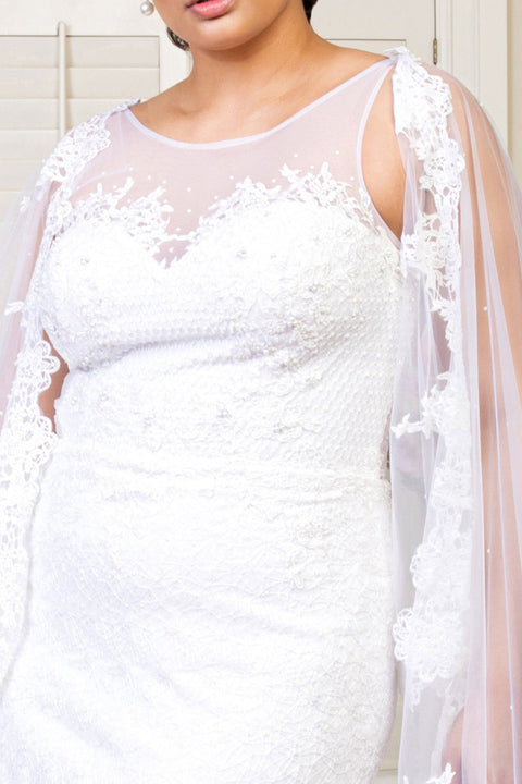 Elizabeth K GL1918's Fitted Wedding Gown with Lace Cape – alternate view 10