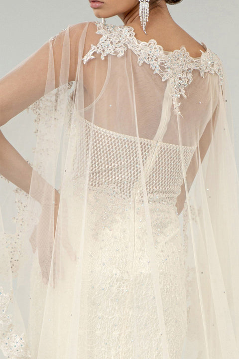 Elizabeth K GL1918's Fitted Wedding Gown with Lace Cape – alternate view 4