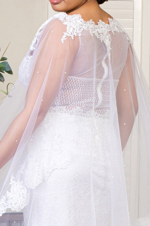 Elizabeth K GL1918's Fitted Wedding Gown with Lace Cape – alternate view 11