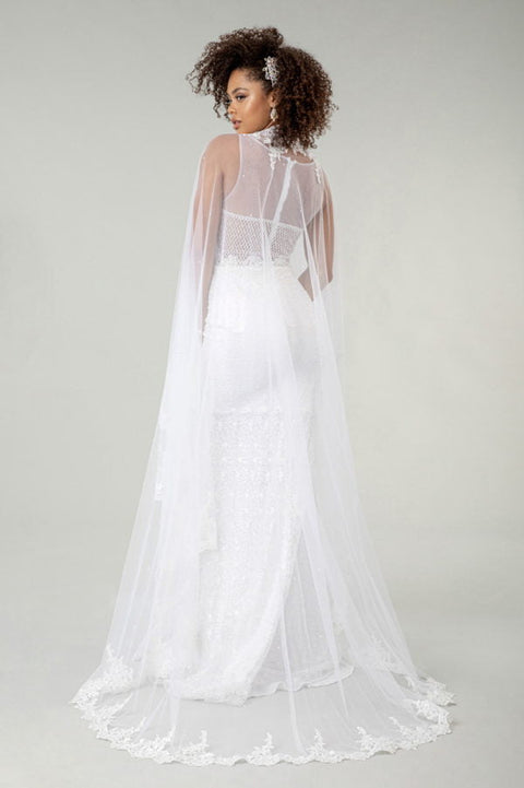 Elizabeth K GL1918's Fitted Wedding Gown with Lace Cape – alternate view 6