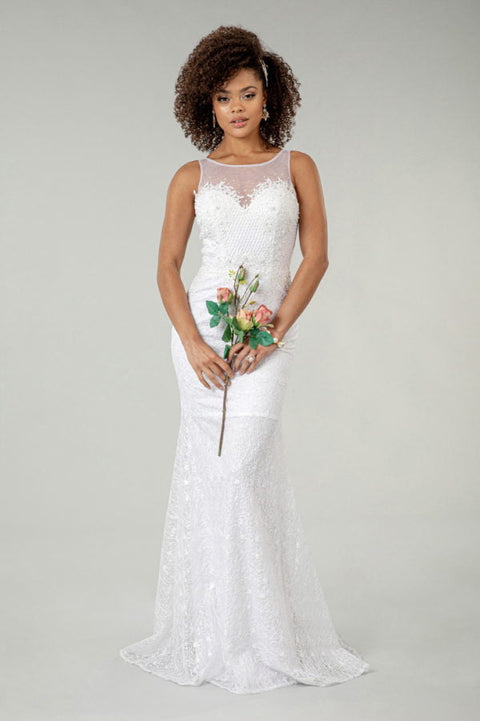Elizabeth K GL1918's Fitted Wedding Gown with Lace Cape – alternate view 7