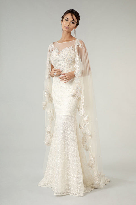Ivory Elizabeth K GL1918's Fitted Wedding Gown with Lace Cape