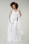 Elizabeth K GL1918's Fitted Wedding Gown with Lace Cape